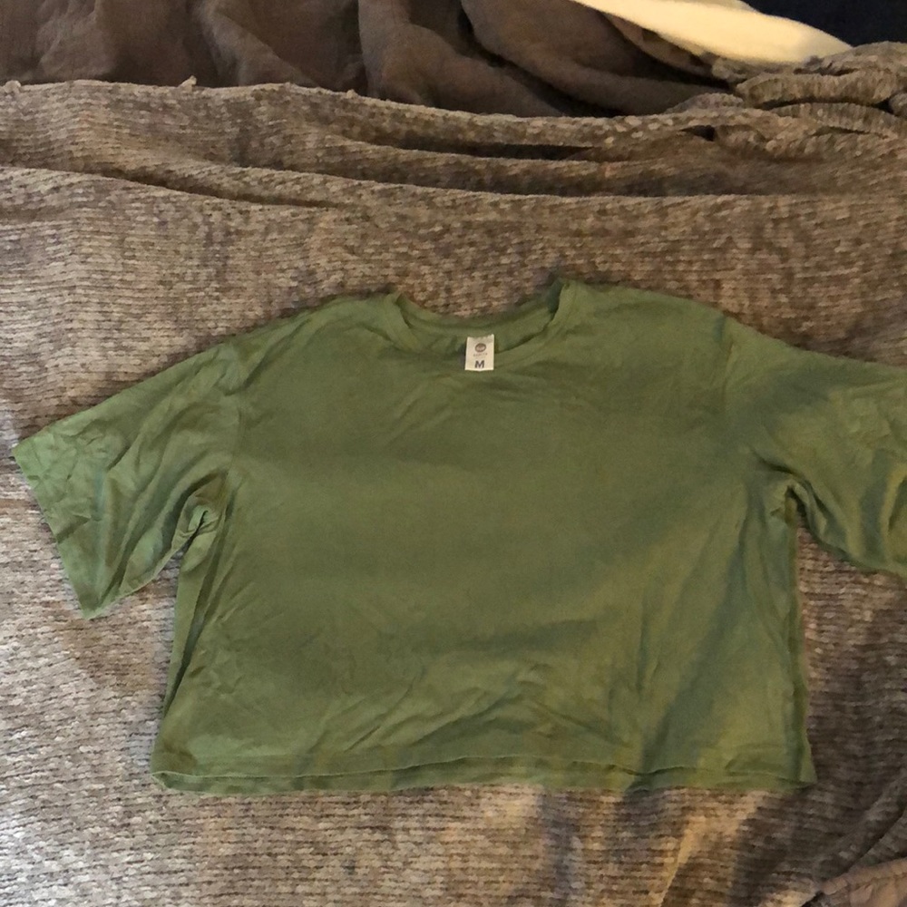 Senita jungle green crop drop shoulder t shirt